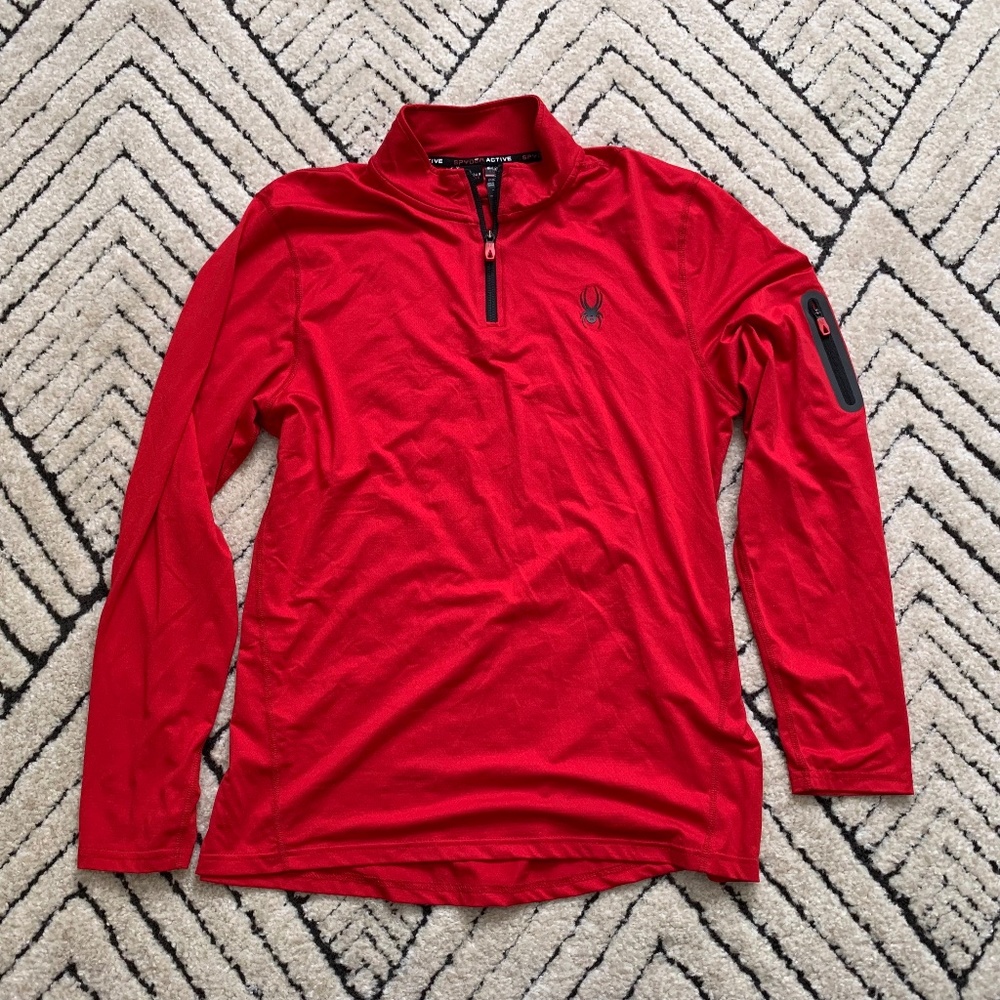 Men's M 1/4 Zip Spyder Active Long Sleeve Red